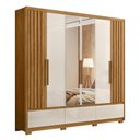 Ver imagem 2 de Guarda Roupa Amazonas 240cm 6 Portas Freijó Off White com Espelho Moval