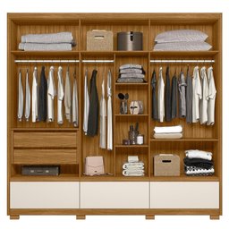 Guarda Roupa Amazonas 240cm 6 Portas Freijó Off White com Espelho Moval - 7