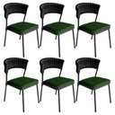 Ver imagem 1 de Kit 6 Cadeiras Nice Alumínio Tricô Náutico Assento Estofado Preto e Verde Acesse Móveis