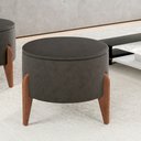 Ver imagem 1 de Puff com Baú Duo Redondo em Tecido Tipo Linho