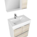 Ver imagem 5 de Armário Conjunto de Banheiro com Gabinete, Cuba e Espelheira LED Malibu 60 cm Branco/Legno Crema