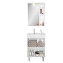 Ver imagem 2 de Armário Conjunto de Banheiro com Gabinete, Cuba e Espelheira LED Malibu 60 cm Branco/Legno Crema