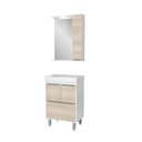 Ver imagem 4 de Armário Conjunto de Banheiro com Gabinete, Cuba e Espelheira LED Malibu 60 cm Branco/Legno Crema