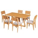 Ver imagem 2 de Conjunto Sala de Jantar Mesa 160cm com 6 Cadeiras 100% MDF Carvalho Rosé/Bege Claro
