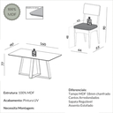 Ver imagem 3 de Conjunto Sala de Jantar Mesa 160cm com 6 Cadeiras 100% MDF Carvalho Rosé/Bege Claro