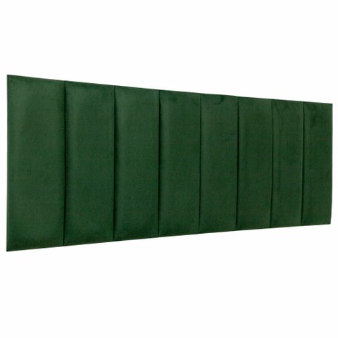 Cabeceira Queen Veludo Verde Placa Modulada Estofada Ripada Adesiva