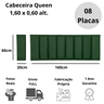 Cabeceira Queen Veludo Verde Placa Modulada Estofada Ripada Adesiva - 5