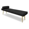 Recamier Divã Puff Luxo 1.38cm Preto Pés Palito Dourado em Aço Bz Home Decor - 3
