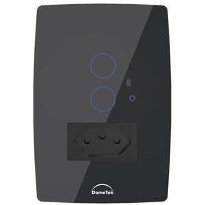 Interruptor Wifi Touch 2 Botões + Tomada 20a Inteligente Preto Dometek Diamond 4x2