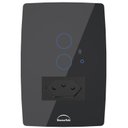Ver imagem 1 de Interruptor Wifi Touch 2 Botões + Tomada 20a Inteligente Preto Dometek Diamond 4x2