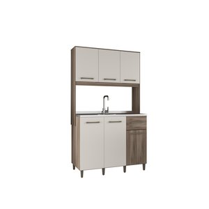 Cozinha Compacta, com Ótimo Espaço para Armazenamento - Naturale / Off White