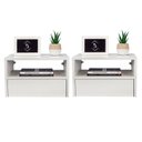 Ver imagem 1 de KIT 2 MESAS DE CABECEIRA SUSPENSA OFF WHITE COM 40 CM GAVETA EMBAIXO ENVIAMOS MONTADA