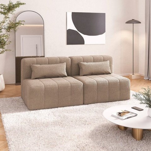 Sofá Modular 2 Lugares EasyBox CabeCasa MadeiraOriginals Marrom Taupe