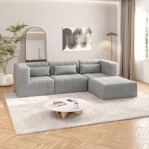Sofá Modular de Canto 02 Cantos 01 Poltrona e 01 Puff Easybox Cabecasa Madeiramadeira