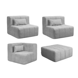 Sofá Modular de Canto 02 Poltronas 01 Canto e 01 Puff Cabecasa Madeiramadeira - 4