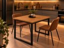 Ver imagem 2 de Mesa de Jantar Reforçada Industrial 90x60cm Tampo Marrom Pés Preto