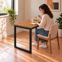Ver imagem 6 de Mesa de Jantar Reforçada Industrial 90x60cm Tampo Marrom Pés Preto