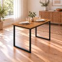 Ver imagem 5 de Mesa de Jantar Reforçada Industrial 90x60cm Tampo Marrom Pés Preto