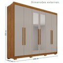 Ver imagem 4 de Guarda Roupa Casal com Pés e Espelho 6 Portas 6 Gavetas 100% MDF Itália Plus Off White/Cinamomo