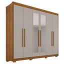 Ver imagem 3 de Guarda Roupa Casal com Pés e Espelho 6 Portas 6 Gavetas 100% MDF Itália Plus Off White/Cinamomo