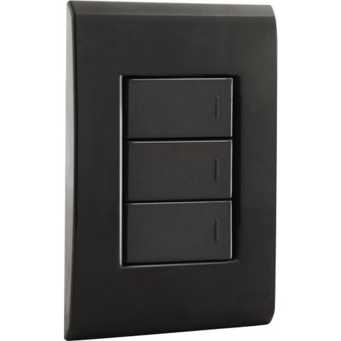 Conjunto 4x2 com 3 Interruptores Simples 10 a 250 V Tramontina Liz Grafite