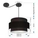 Ver imagem 6 de Lustre Sala de Jantar com Desvio Vivare Md-4401 Cúpula em Tecido 60cm Preto 127/220v