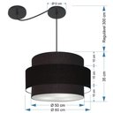 Ver imagem 2 de Lustre Sala de Jantar com Desvio Vivare Md-4401 Cúpula em Tecido 60cm Preto 127/220v