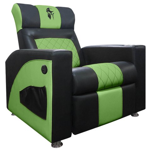 Poltrona Gamer Streamer Sparta com Carregador Usb Corino Preto/verde Sofa Store