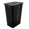 Kit 2 Cestos para Roupa Suja ou com Tampa Organizador Lavanderia 47l Preto - 3
