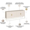 Ver imagem 7 de Aparador Buffet Alek A03 4 Portas 2 Prateleiras MDP Design Industrial Off White 180cm Lyam Decor