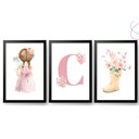 Ver imagem 1 de Quadros decorativos infantil quarto Menina Aquarela:Preta