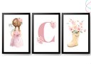 Ver imagem 1 de Quadros decorativos infantil quarto Menina Aquarela:Preta