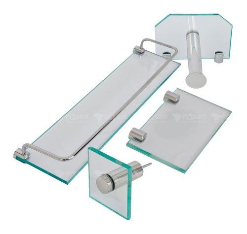 Porta Xampu, Saboneteira Retangular, Toalha Rosto, e Papel Higiênico Vildrex Kit 4 Peças Verde - 1