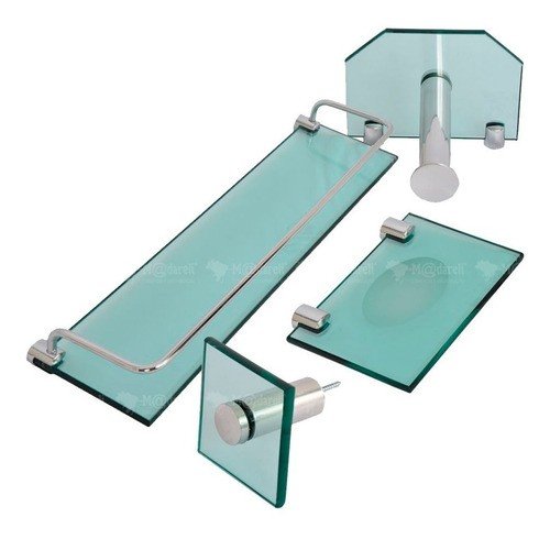 Porta Xampu, Saboneteira Retangular, Toalha Rosto, e Papel Higiênico Vildrex Kit 4 Peças Verde - 2