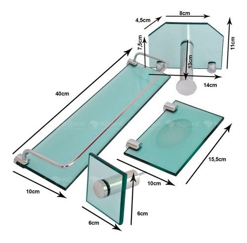 Porta Xampu, Saboneteira Retangular, Toalha Rosto, e Papel Higiênico Vildrex Kit 4 Peças Verde - 3