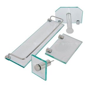 Porta Xampu, Saboneteira Retangular, Toalha Rosto, e Papel Higiênico Vildrex Kit 4 Peças Verde