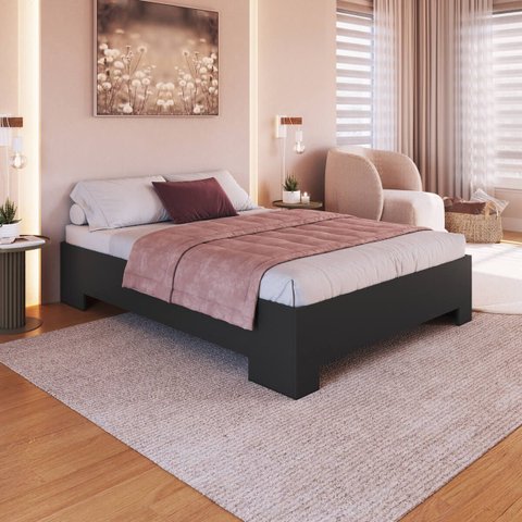 Cama de Casal Queen Box com Estrado Fixo 160 Xangai Marrom/Mel
