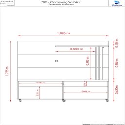 Rack com Painel para Tv até 65 Polegadas 2 Portas 2 Nichos 182cm Frizz - 3
