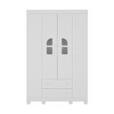 Ver mais imagens de Guarda-roupa Infantil 122cm com Vidro 4 Portas e 2 Gavetas Nina Multimóveis Mp4504 Branco