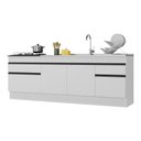 Ver imagem 5 de Kit 2 Balcões Gabinete Pia 150cm E Cooktop 70cm Branco/preto