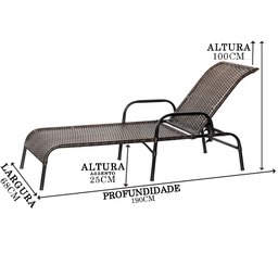 Espreguiçadeira Esteira Catar Com 7 Regulagens Fibra Sintética para Piscina, Praia, Gramado - Pedra - 3 Espreguiçadeira Esteira Catar Com 7 Regulagens Fibra Sintética para Piscina, Praia, Gramado - Pedra - 3