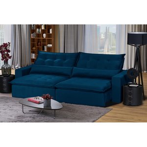 Sofá Bahia Modular 4 Lugares 2,30 MT com Molas Retrátil e Reclinável Veludo Nobre Sofatec