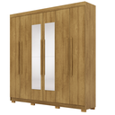 Ver imagem 1 de Guarda Roupa Casal 6 Portas Elegance Nature com Espelho Móveis Vila Rica