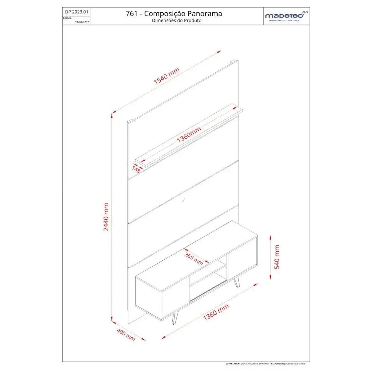 Rack com Painel para Tv até 65 Polegadas 2 Portas Panorama - 3