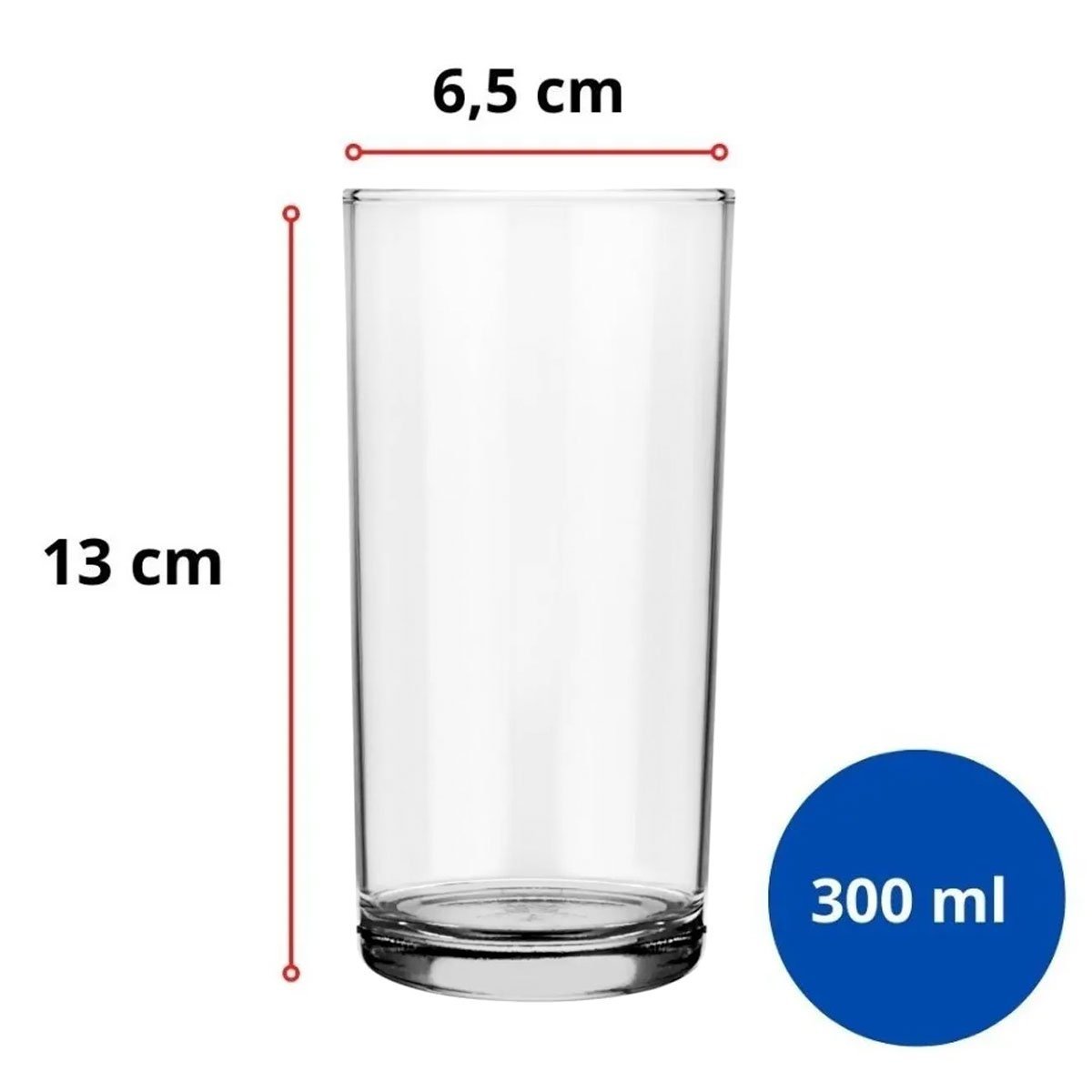 Conjunto 12 Copos Long Drink Cylinder 300ml Nadir Figueiredo em Vidro Transparente - 3