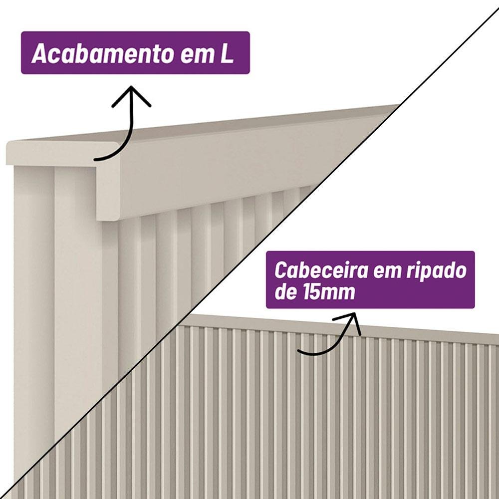 Cabeceira Ripada Casal 162cm Off White Pipa 1.6 Linea Brasil - 2