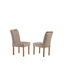 Ver imagem 3 de Conjunto Sala de Jantar 4 Lugares Dakota Mesa e 4 Cadeiras Madeira Maciça e Tecido Linho Areia