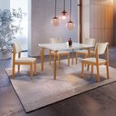 Ver imagem 2 de Conjunto Sala de Jantar Mesa Tampo Vidro/mdf com 4 Cadeiras Suede Marialice