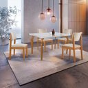 Ver imagem 1 de Conjunto Sala de Jantar Mesa Tampo Vidro/mdf com 4 Cadeiras Suede Marialice
