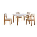 Ver imagem 2 de Conjunto Sala de Jantar Mesa Tampo Vidro/MDF com 4 Cadeiras Suede Marialice Cinamomo/Off White/Bege